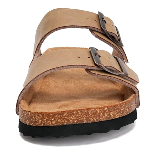 Image of Torotto Womens Slides with Cork Footbed Open Toe Adjustable Webbing Flat Sandals for Walking | Beach | Indoor