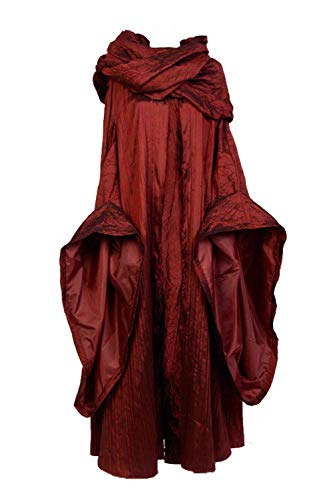 Disfraz de Melisandre para Mujer Halloween Traje de The Red Woman Vestido Medieval con Capa Bufanda, M