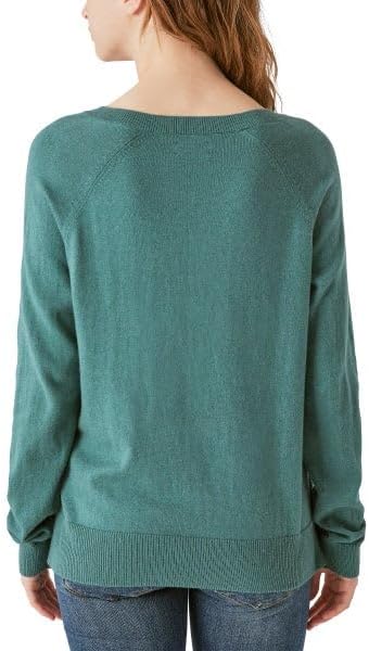 Lucky Brand Women's V-Neck Sweater, Long Sleeves, Side Slits, Cotton Blend, Cream/Green/Red/Black - Image 3