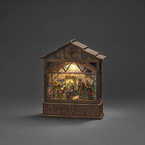Konstsmide Christmas Decorations LED Snow Globe Lantern Christmas Nativity/Indoor, 5 Hour Timer/Battery Operated: 3xC 1.5V (excl.)/Christmas Lantern 1 Warm White Diodes, One Size, 4274-000