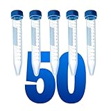 LabXcel 15ml Polypropylene Conical Centrifuge Tubes [50 Pack]– Plastic Test Tubes with Caps, Printed...