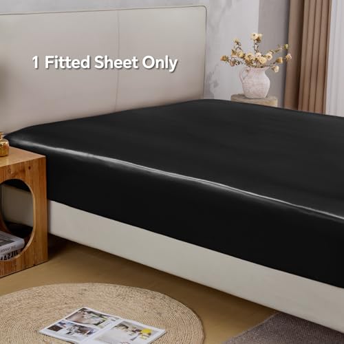 BEDELITE Satin Fitted Sheet Full Size with Elastic Corner Straps, Black by BEDELITE - Image 4