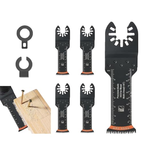 NIYATA 5 PCS Multi Tool Blade, Multitool Blades for Efficient Cutting, Titanium Multi Tool Blades Extra-Long Reach Oscillating Saw Blades Multitool Accessories Kit for Wood Metal Screws Plastic