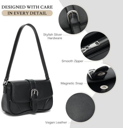 HIYOLALA Shoulder Bag for Women Small Purse Retro Underarm Handbag — view 3