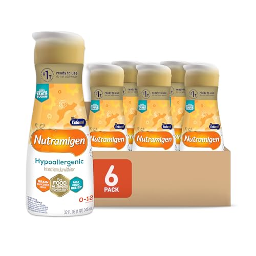 Enfamil Nutramigen Hypoallergenic Baby Formula with Iron, Lactose Free, Colic Relief from Cow's Milk Allergy Starts in 24 Hours, Brain Building DHA, Probiotic LGG for Immune Support, 32 Fl Oz, 6 Count