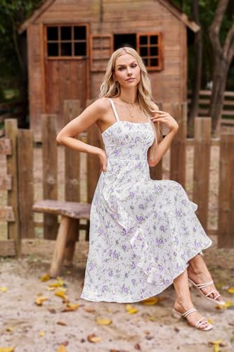 Belle Poque Purple Floral Dress for Woman Vintage Floral Guest Wedding Dresses for Women 2024 Romantic Dress XL - Thumbnail 6