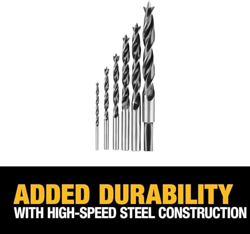 DEWALT Drill Bit Set, Brad Point, 6-Piece (DW1720) , Black Detail