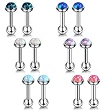 Xpircn 16G Tragus Helix Piercing Opal 3mm Cartilage Stud Earrings for Women (6 Pairs)
