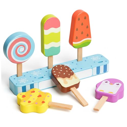 Assortiment glaces et cornets en bois contre l'ennui des enfants
