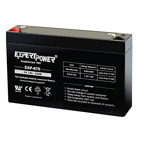 ExpertPower EXP670-6V 7Ah Rechargeable 6V Battery for Ride On...