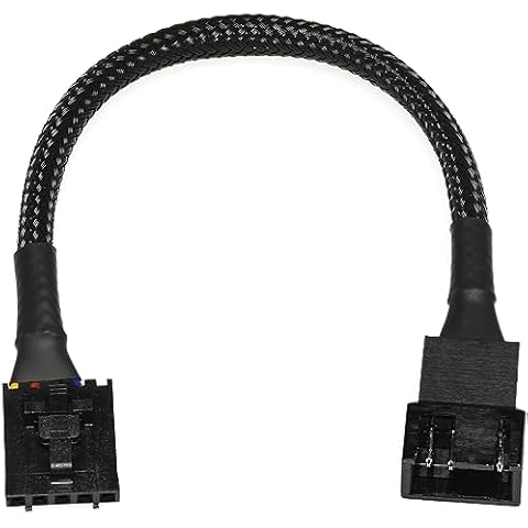 CRJ 5-Pin PWM PC Fan Adapter Cable for Dell Motherboards - 6-inch (15cm), Black Sleeved - Connect Standard 4-Pin Computer Fans to Dell Latching 5-Pin Fan Headers Cover