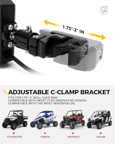 Image of Xprite UTV Side View Mirrors Aluminum w /LED Spot Lights Clear Lens Compatible with 1.75 inch-2 inch Roll Cage Bar for Pioneer Polaris RZR SXS Can Am X3 Kawasaki Teryx Mule Yamaha Rhino Wolverine