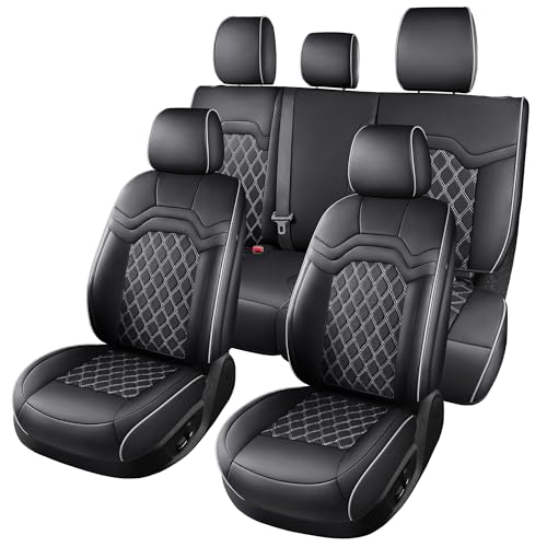 Huidasource Fit for Truck Seat Covers Chevy Silverado/GMC Sierra, Chevrolet Seat Covers, 1500 2007-2013&2019-2026, 2500HD 3500HD 2020-2026 Crew Double Extended Cab Nappa Leather Cover (Full Set/White)