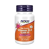 Now Foods Supplements Vitamin D3 5000 IU High Potency Structural Support Softgels, 240 Count