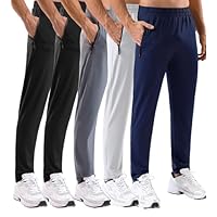 5 Pack Men's Sweatpants with Zipper Pockets Stretch Lightweight Athletic Track Activewear Pants for Men Joggers Running Workout Gym,L
