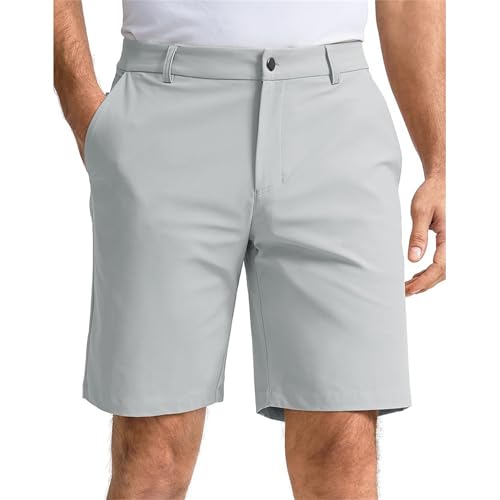 JEShifangjiusu Mens Buckle Flat Front Short with Pockets Stretch Waist Breathable Casual Short Lightweight Golf Shorts2