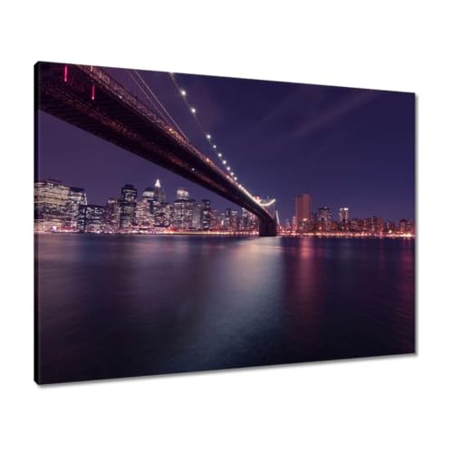 Peinture imprimée sur toile de haute qualité 80 x 60 cm New York de nuit