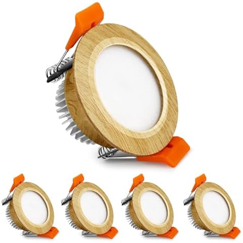 YGS-Tech 2 Inch LED Recessed Lighting, Wood Grain Style Dimmable Downlight, 3W(35W Halogen Equivalent), 3000K Warm White, CRI80, LED Ceiling Light with LED Driver (4 Pack) Cover