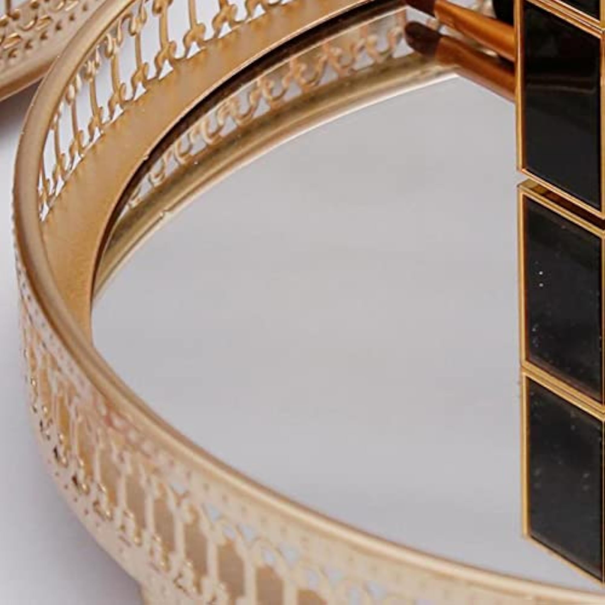 2Pcs Tray Serving Mirror Jewelry Dish Storage