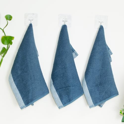 Image of RANGOLI 100% Bamboo Face Towel Set of 3, 500 GSM, Quick Dry Towels for Face, Gym, Travel, Ultra Soft Highly Absorbent, 30Cm X 30Cm, Blue
