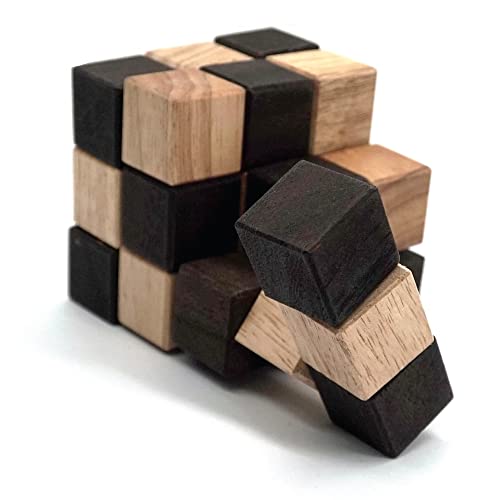 Snake 3D Wooden Puzzle Classic Games (M Size) And Mind Puzzles For Adults In Hand With Wooden Cube Designs Of Magic Game For Educational Brain Games For Kids To Challenges Brain Teasers Puzzles Kids #TOP7