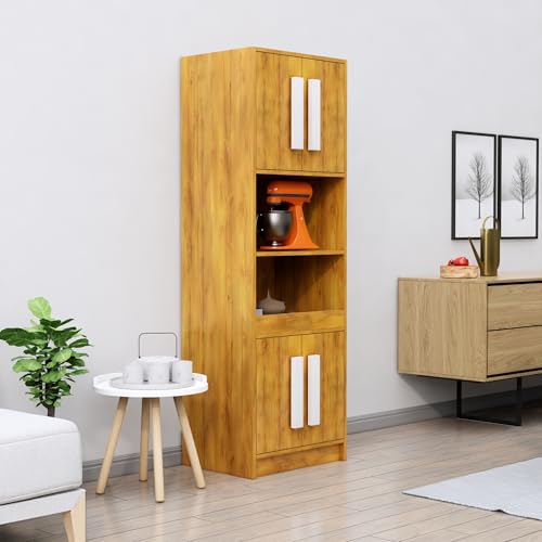 Image of Bniture Multipurpose Crockery Cabinet | Engineered Wood Kitchen Cabinet Modern with 4 Doors and Open Shelves | Crockery Unit for Dining Area | Kitchen Crockery Cabinet for Home | Giant Wood