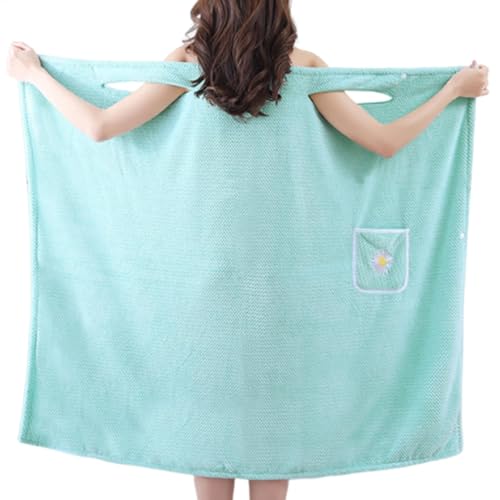 Nuytghr Toalla de ducha para mujer, bata de ducha corporal, toalla de baño, bata de baño, bata de baño ligera de forro polar coral con bolsillo para mujeres y adolescentes