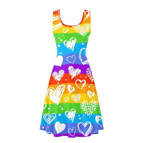 Image of TOADDITDO Women's Sleeveless O Neck Beach A-Line Party Coctail Tank Dresses Flared Sundress