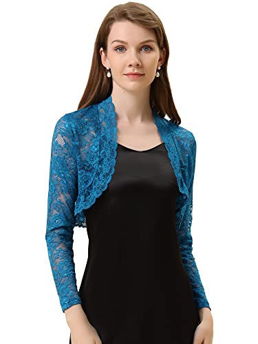 Image of Allegra K Women's Elegant Crop Cardigan Sheer Floral Lace Bolero Shrug Top