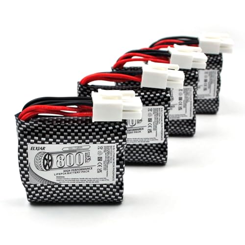 Lunggwey 4-Pack 9.6V 800mAh LiFePO4 Battery for RC Cars