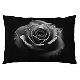 EKOBLA Throw Pillow Cover Black Rose Vintage Style Retro Flowers Black Victorian Bouquet Peony Hand Drawn Romantic Decor Lumbar Pillow Case Cushion for Sofa Couch Bed Standard Queen Size 20x30 Inch
