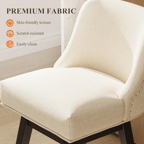 MALOL Butacas Giratorias para Barra, 27" de Altura para Cocina con Asientos Acolchonados y Patas de Madera Maciza, Butacas Tapizadas para Isla de Cocina, Rincón de Desayuno (Beige) miniatura 6