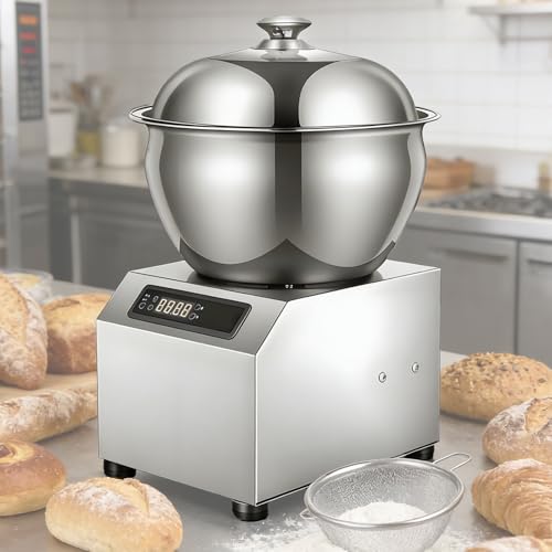 QuinteZhenTially Amasadora Masa Acero Inoxidable,Amasadora Espiral Automática,Batidora Masa Comercial Alta Resistencia,con Doble Rotación & Tapa Visible,para Masa Pizza & Pan 5kg