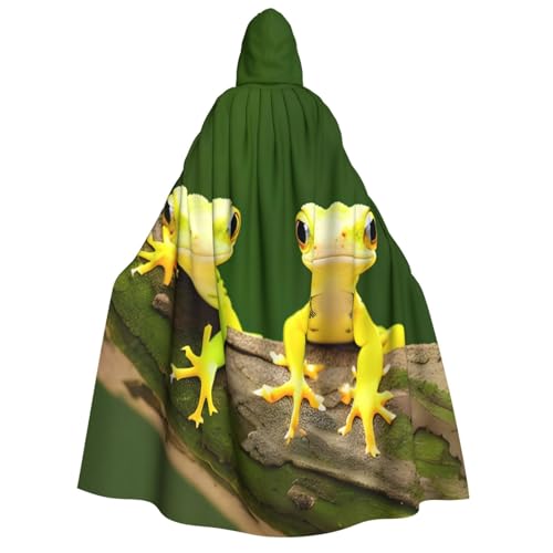 Cape d'Halloween à capuche avec imprimé geckos pour déguisement adulte