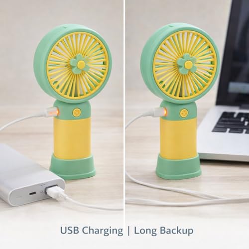 Image of Portable USB Rechargeable Hand Fan with 3 Speed Modes, Perfect for Indoor & Outdoor Use, Stylish Multicolour