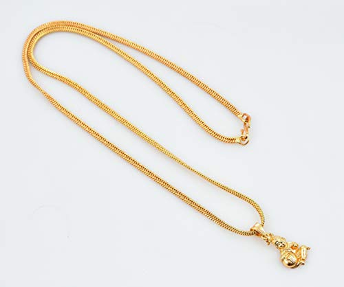 Image of Handicraft Kottage One Gram 22K Gold Plated Chain With Pendant Traditional Pendant Chain For Women And Girls Fashion Jewelley For Wedding, Party & Daily Wear