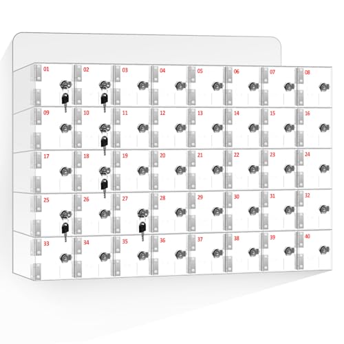 Caja de acrílico para teléfono de 40 compartimentos con llaves para pared 2