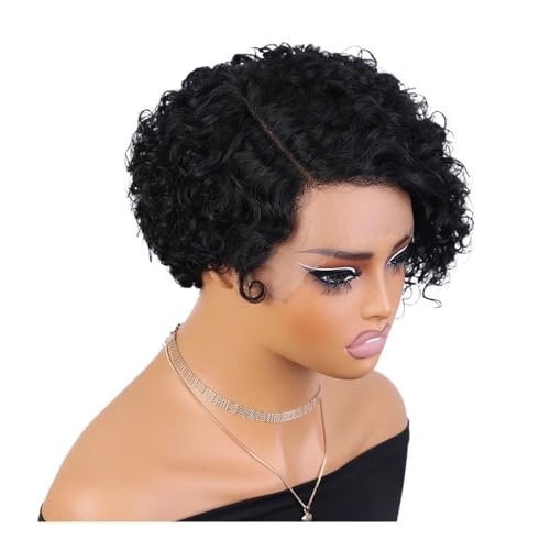 yinxx240708 Pixie Cut Short Curly Bob 13X1 Lace Front Wigs