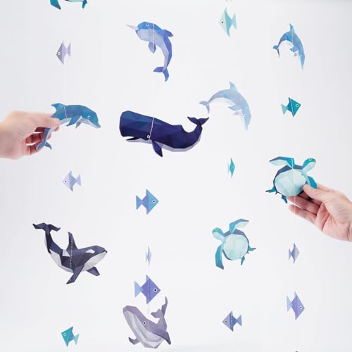 Image of Cheerland Sea Animal Garland Decorations Under The Sea Party Decorations Hanging Whale Birthday Party Ocean Creature Garland Geometric Nautical Orca Ocean Marine Life Aquarium Theme Backdrop Pack of 6