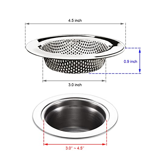 Seatery 4-Piece Kitchen Sink Strainers - 4.5 Inch Stainless Steel Sink Drain Filter with Food Scraps Catcher by Seatery - Image 2