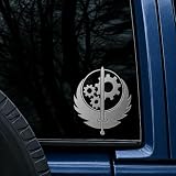 B.O.S Crest Faction Decal for Video Game Fans, Silver and White, Chrome 5'