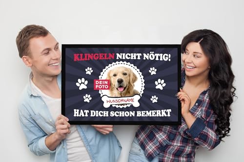 SpecialMe® Fußmatte mit eigenem Hund selbst gestalten personalisiert mit Name und Foto Haustier Hundebesitzer rutschfest & waschbar schwarz 60x40cm