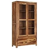  MOONAIRY Highboard, Wohnzimmerschrank, Sideboard Wohnzimmer, Esszimmermöbel, Vitrinenschrank, Hochschrank, Massivholz 90×40×175 cm