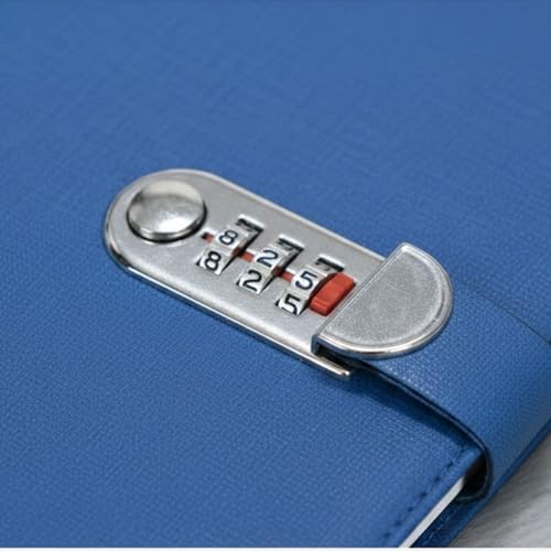 Image of Diary with Lock, A5 Personal Notebook with 3-Digit Combination Lock, PU Leather Journal for Women & Men | Secret Writing Notebook for Girls, Boys, Office & School and Gifts (22 X 15 CM) (Fabric Blue)
