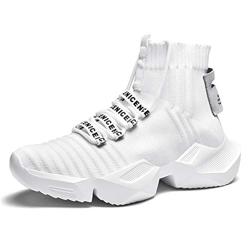 Mens Running Shoes High Top Sneakers Stylish Blade Tennis Walking Casual Shoes Athletic Gym Shoes White Size 10