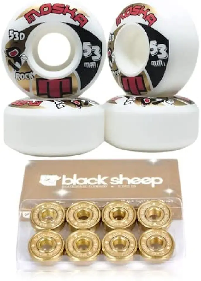 Roda Moska Skate 53mm Branca + Rolamento Black Sheep Gringo