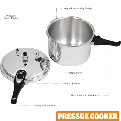 3.5 Litre Pressure Cooker for Kitchen & Catering, Aluminium + Stainless Steel, Suitable for all Hob Types Including Induction Hob - Silver - Image 4