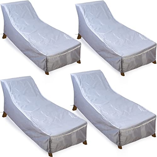 Qunclay 4 Pack Patio Chaise Lounge Cover Waterproof Outdoor Chair Cover 420D Oxford Sun Lounger Sofa Cover, Uv Resistant Furniture Lawn Cover (Gray) #TOP18