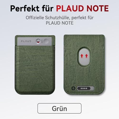 Diktiergerät Magnetische Hülle für Plaud Note, kompatibel mit Plaud Note KI Aufnahmegerät, tragbare Schutzhülle, Grün
