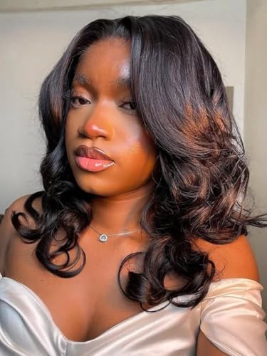 Image of Beauty Forever Bye Bye Knots 7x5 HD Lace Body Curl Wig Human Hair with Feathered Layers & Invisi Drawstring,180% Density Natural Black Blowout Wig Soft C-Shape Ends Glueless Pre-Cut Lace Wig 22inch